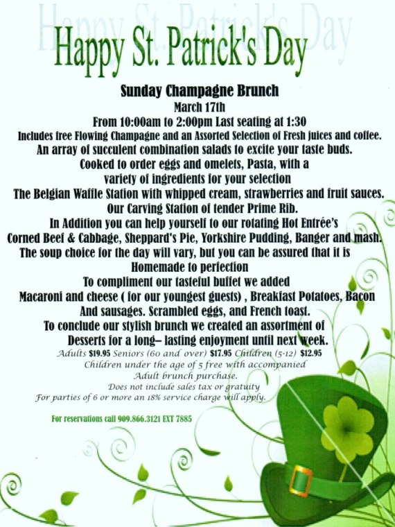 St. Patrick's Day Champagne Brunch - Big Bear Lake, California